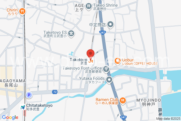 武豊メンズエステの地図です。map of Taketoyo station where spa and massage salons are located