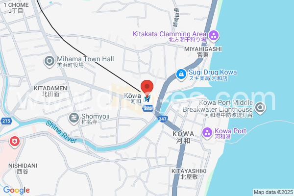 河和メンズエステの地図です。map of Kōwa station where spa and massage salons are located
