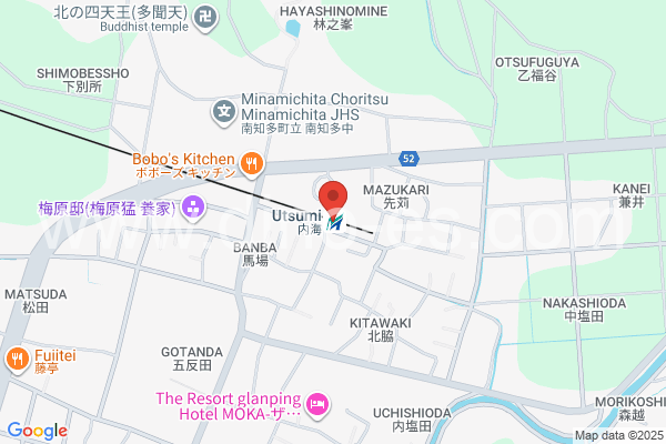 内海(愛知)メンズエステの地図です。map of Uchiumi station where spa and massage salons are located
