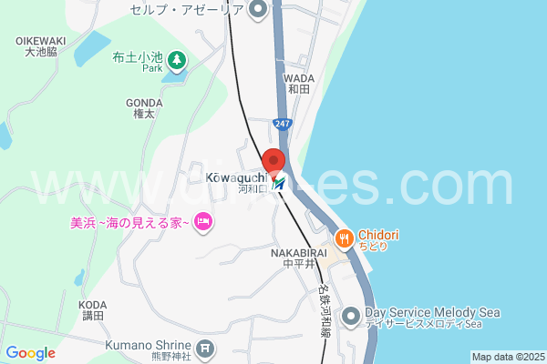 河和口メンズエステの地図です。map of Kōwaguchi station where spa and massage salons are located