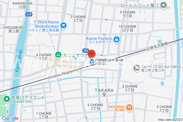 近鉄蟹江メンズエステの地図です。map of Kintetsu Kanie station where spa and massage salons are located