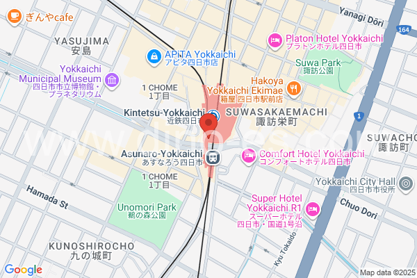 近鉄四日市メンズエステの地図です。map of Kintetsu Yokkaichi station where spa and massage salons are located