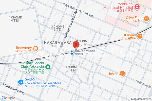 中川原メンズエステの地図です。map of Nakagawara station where spa and massage salons are located