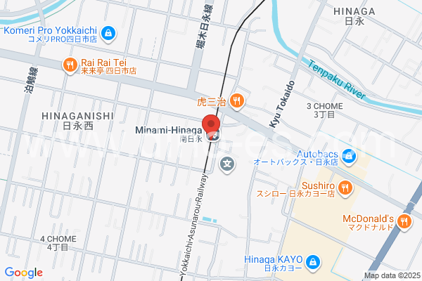 南日永メンズエステの地図です。map of Minami-Hinaga station where spa and massage salons are located