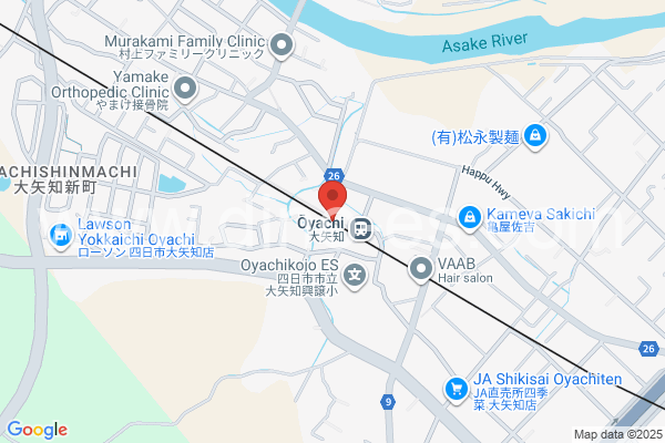 大矢知メンズエステの地図です。map of Ōyachi station where spa and massage salons are located