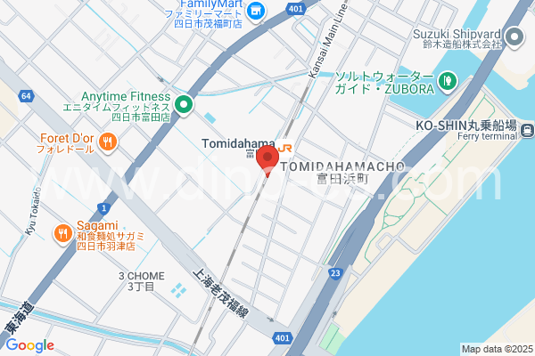 富田浜メンズエステの地図です。map of Tomidahama station where spa and massage salons are located