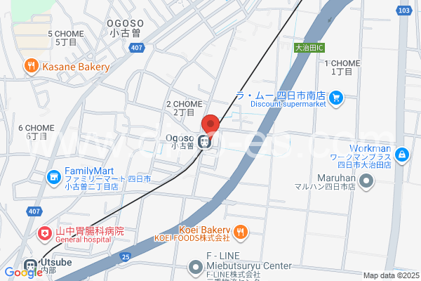 小古曽メンズエステの地図です。map of Ogoso station where spa and massage salons are located