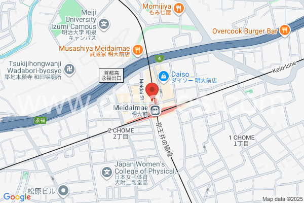明大前メンズエステの地図です。map of Meidaimae station where spa and massage salons are located