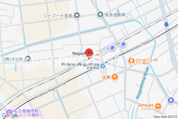 長島メンズエステの地図です。map of Nagashima station where spa and massage salons are located