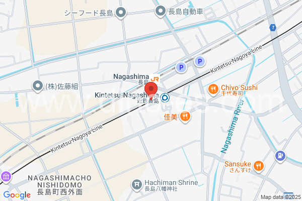 近鉄長島メンズエステの地図です。map of Kintetsu Nagashima station where spa and massage salons are located