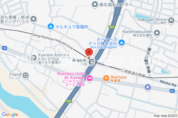 在良メンズエステの地図です。map of Ariyoshi station where spa and massage salons are located