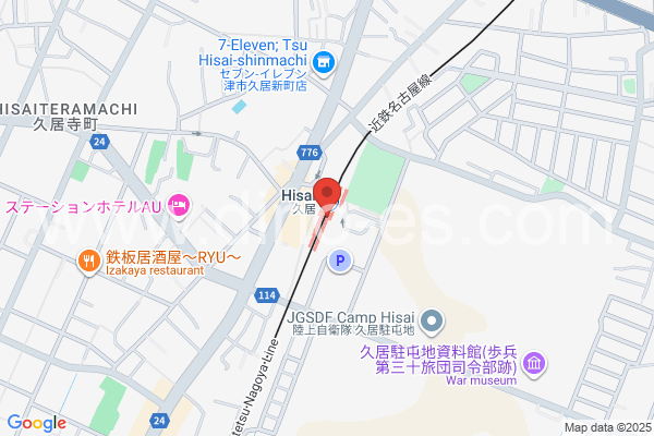 久居メンズエステの地図です。map of Hisai station where spa and massage salons are located