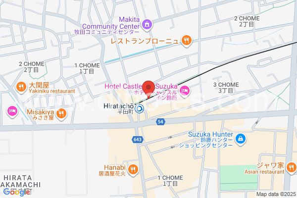 平田町メンズエステの地図です。map of Hiratachō station where spa and massage salons are located
