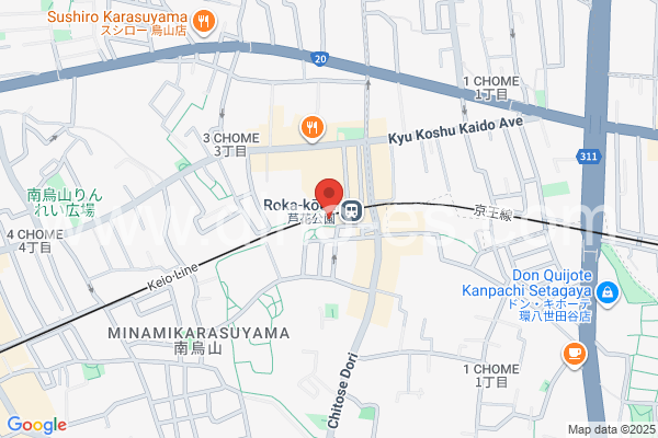 芦花公園メンズエステの地図です。map of Rokakōen station where spa and massage salons are located