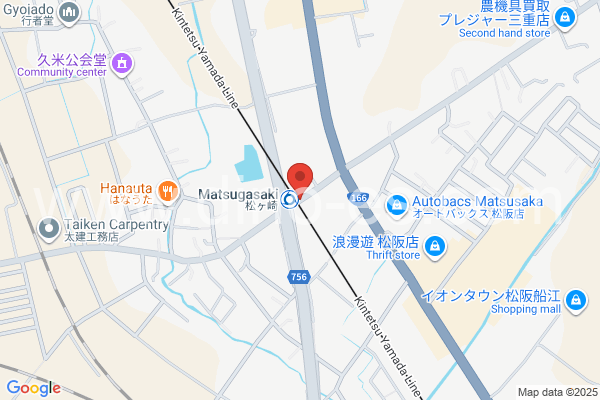 松ヶ崎(三重)メンズエステの地図です。map of Matsugasaki station where spa and massage salons are located