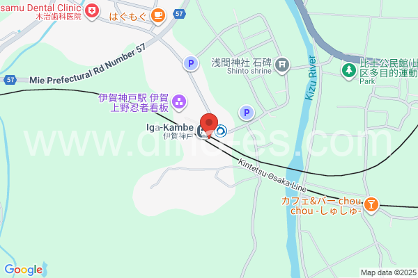 伊賀神戸メンズエステの地図です。map of Iga-Kambe station where spa and massage salons are located