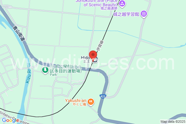 比土メンズエステの地図です。map of Hido station where spa and massage salons are located