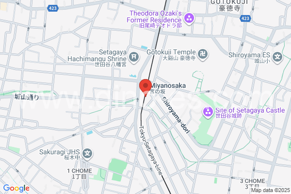 宮の坂メンズエステの地図です。map of Miyanosaka station where spa and massage salons are located