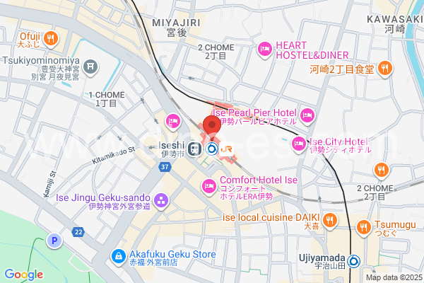 伊勢市メンズエステの地図です。map of Iseshi station where spa and massage salons are located