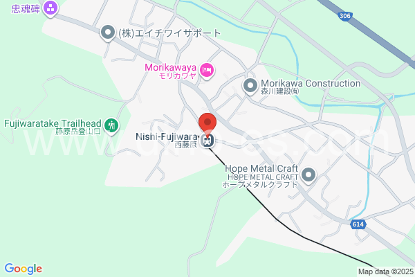 西藤原メンズエステの地図です。map of Nishi-Fujiwara station where spa and massage salons are located