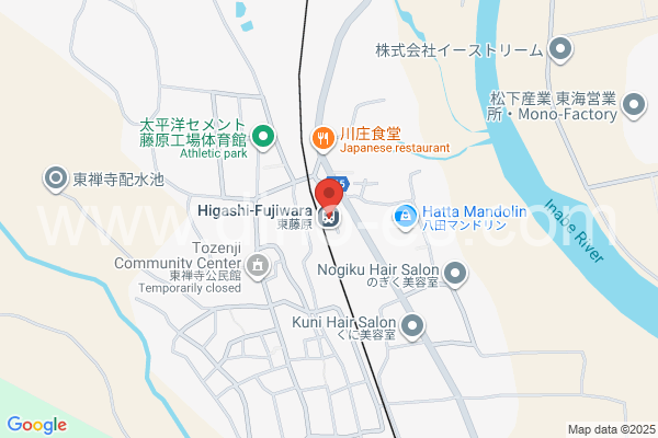 東藤原メンズエステの地図です。map of Higashi-Fujiwara station where spa and massage salons are located