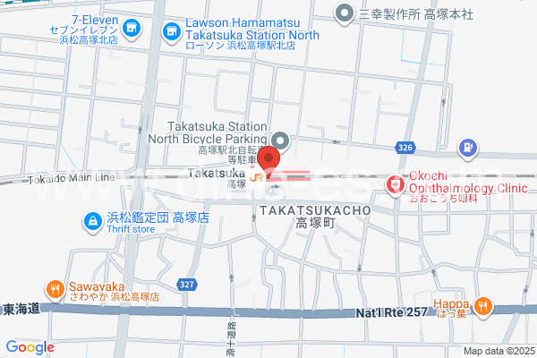 高塚メンズエステの地図です。map of Takatsuka station where spa and massage salons are located