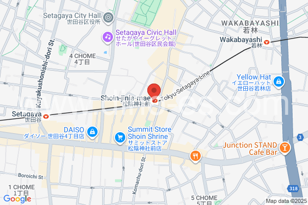 松陰神社前メンズエステの地図です。map of Shōin-jinjamae station where spa and massage salons are located