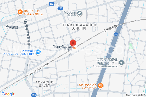 天竜川メンズエステの地図です。map of Tenryūgawa station where spa and massage salons are located