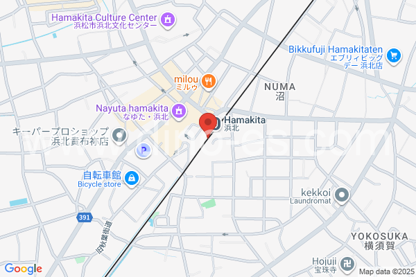 浜北メンズエステの地図です。map of Hamakita station where spa and massage salons are located
