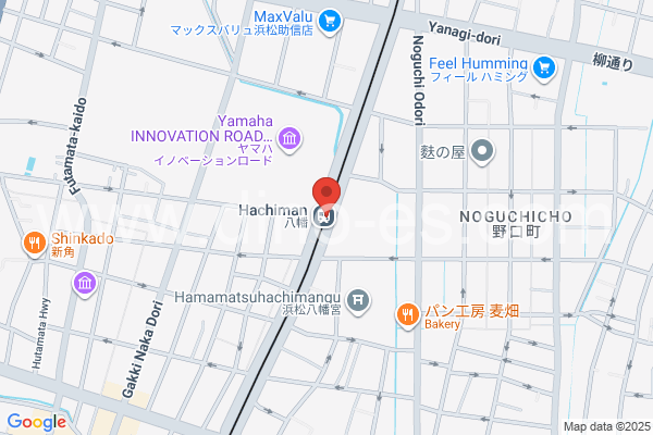 八幡(静岡)メンズエステの地図です。map of Yahata station where spa and massage salons are located
