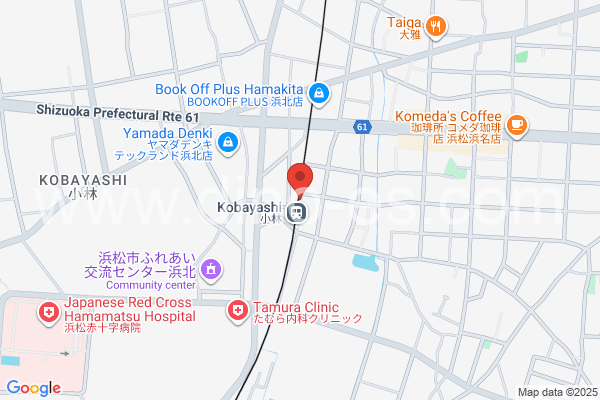 遠州小林メンズエステの地図です。map of Enshū-Kobayashi station where spa and massage salons are located