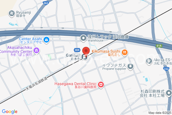 岩水寺メンズエステの地図です。map of Gansuiji station where spa and massage salons are located