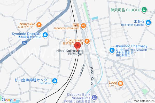 西鹿島メンズエステの地図です。map of Nishi-Kajima station where spa and massage salons are located