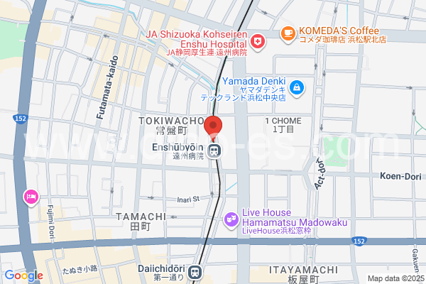 遠州病院メンズエステの地図です。map of Enshū-byōin station where spa and massage salons are located