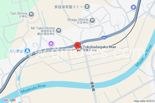 常葉大学前メンズエステの地図です。map of Tokiwa Daigaku Mae station where spa and massage salons are located