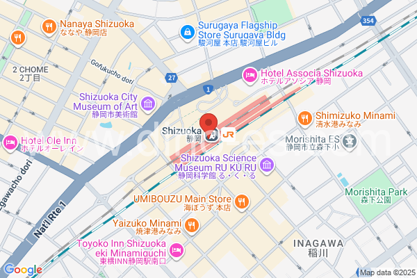 静岡メンズエステの地図です。map of Shizuoka station where spa and massage salons are located