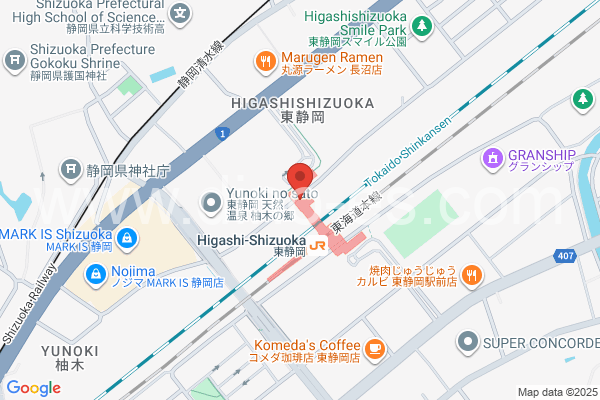 東静岡メンズエステの地図です。map of Higashi-Shizuoka station where spa and massage salons are located