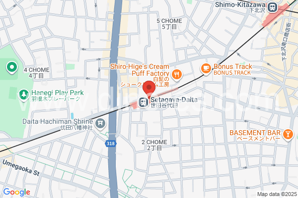 世田谷代田メンズエステの地図です。map of Setagaya-Daita station where spa and massage salons are located