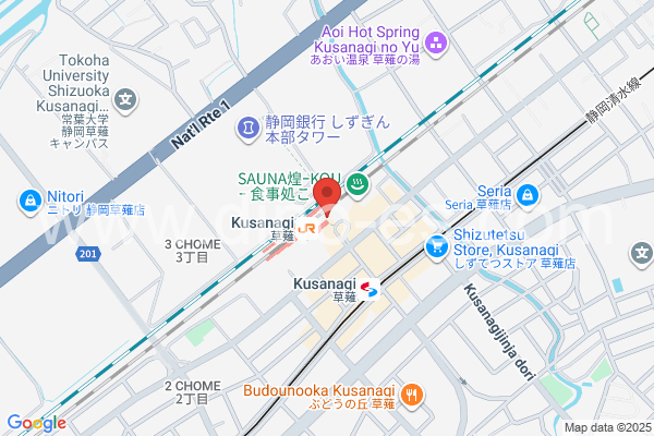 草薙(ＪＲ)メンズエステの地図です。map of Kusanagi station where spa and massage salons are located