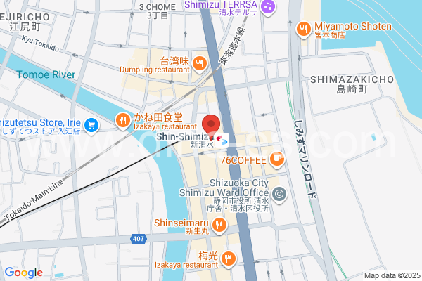 新清水メンズエステの地図です。map of Shin-Shimizu station where spa and massage salons are located