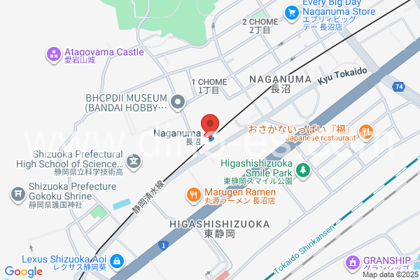 長沼(静岡)メンズエステの地図です。map of Naganuma station where spa and massage salons are located