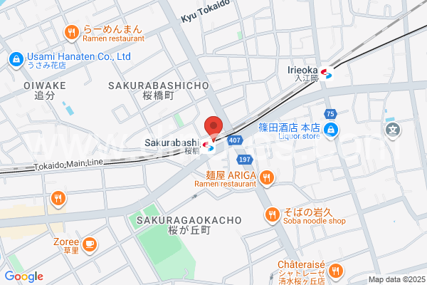 桜橋(静岡)メンズエステの地図です。map of Sakurabashi station where spa and massage salons are located