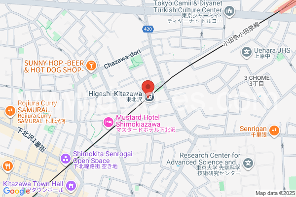 東北沢メンズエステの地図です。map of Higashi-Kitazawa station where spa and massage salons are located