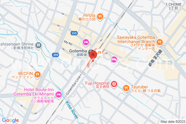 御殿場メンズエステの地図です。map of Gotemba station where spa and massage salons are located