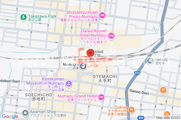 沼津メンズエステの地図です。map of Numazu station where spa and massage salons are located