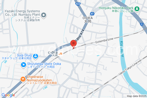 大岡(静岡)メンズエステの地図です。map of Ōoka station where spa and massage salons are located