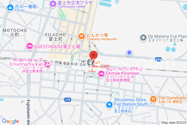富士メンズエステの地図です。map of Fuji station where spa and massage salons are located