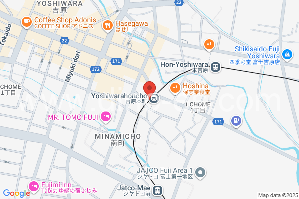 吉原本町メンズエステの地図です。map of Yoshiwara-honchō station where spa and massage salons are located