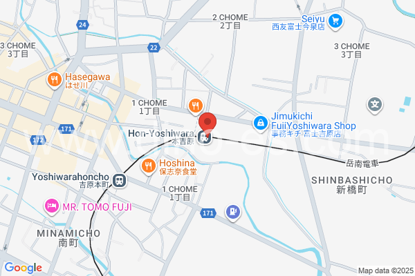 本吉原メンズエステの地図です。map of Hon-Yoshiwara station where spa and massage salons are located