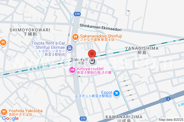 新富士(静岡)メンズエステの地図です。map of Shin-Fuji station where spa and massage salons are located